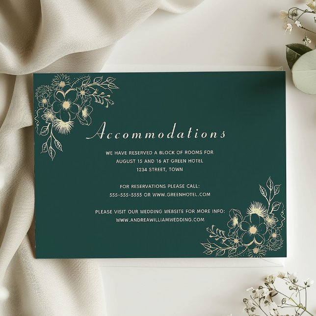 Recepción Tarjeta de alojamiento de boda esmeralda verde (Subido por el creador)