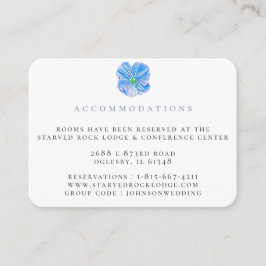 Recepción Tarjeta De Alojamiento De Boda Floral Azul