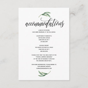 Recepción Tarjeta de alojamiento de boda moderna con vegetac