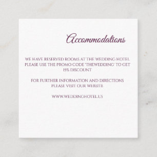 Recepción Tarjeta De Alojamiento De Boda Púrpura Floral