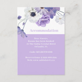 Recepción Tarjeta De Alojamiento De Boda Púrpura Floral
