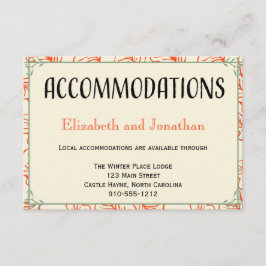 Recepción Tarjeta de alojamiento de Boda Rústico naranja y V