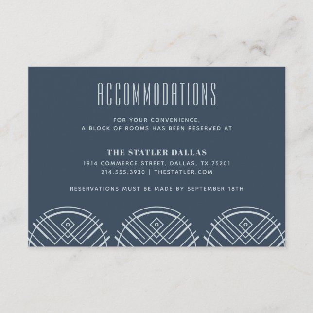 Recepción Tarjeta de alojamiento de bodas Deco Scallops - Az (Anverso)