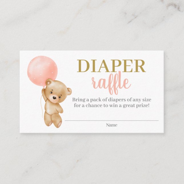 Recepción Tarjeta De Alojamiento De Diaper Raffle Chica De O (Anverso)