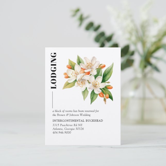 Recepción Tarjeta de alojamiento de flor de naranja (Anverso de pie)