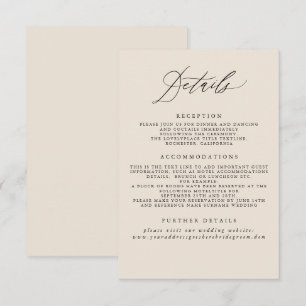 Recepción Tarjeta de Alojamiento de Información de Boda de M