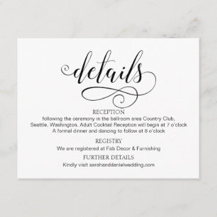 Recepción Tarjeta De Alojamiento De Swirl Typography Boda