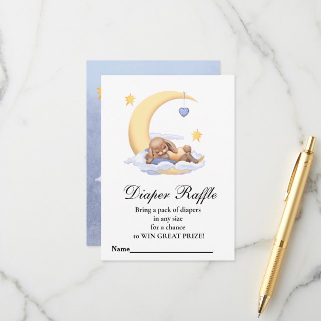 Recepción Tarjeta de alojamiento Ducha de bebé Diaper Raffle (Anverso/Reverso In Situ)