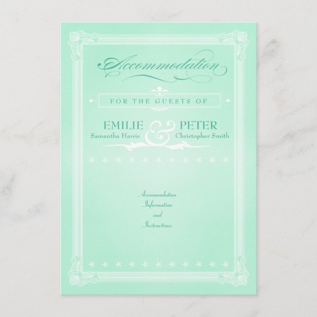 Recepción Tarjeta de alojamiento estilo Poster verde dulce M (Anverso)