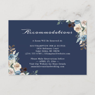 Recepción Tarjeta de alojamiento floral de la Marina