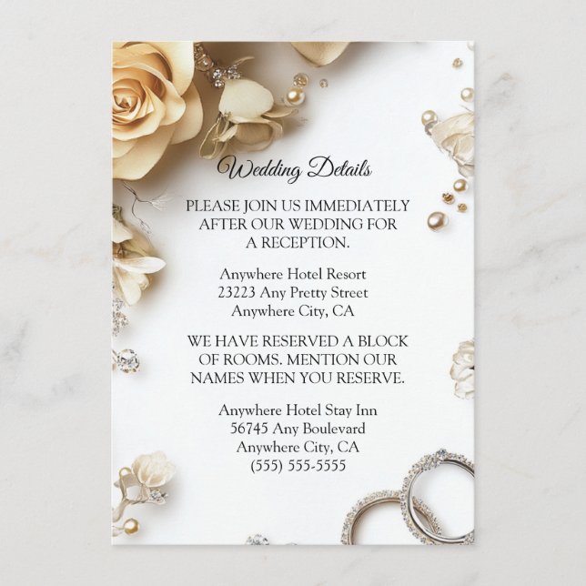 Recepción Tarjeta De Alojamiento Moderno Boho Golden Rosas S (Anverso)