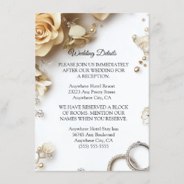 Recepción Tarjeta De Alojamiento Moderno Boho Golden Rosas S