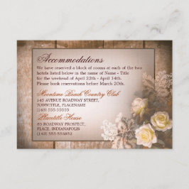 Recepción tarjeta de alojamiento para bodas de rosas de époc