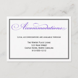 Recepción Tarjeta de alojamiento Purple Formal Script Boda