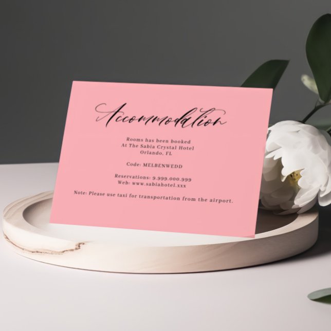 Recepción Tarjeta de alojamiento rosa Rubor (Subido por el creador)
