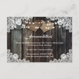 Recepción Tarjeta de alojamiento Rustic Country Wedding Hote
