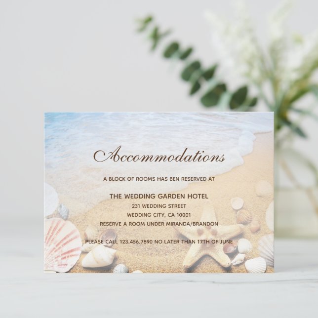 Recepción Tarjeta de alojamiento Tropical Beach Wedding (Anverso de pie)