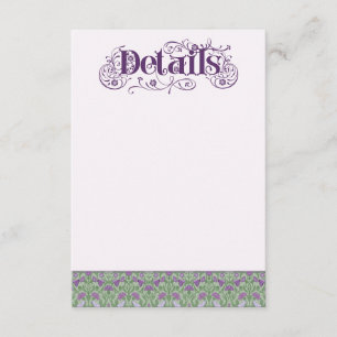 Recepción Tarjeta de Art Nouveau Elegante Pareja de Pájaros 