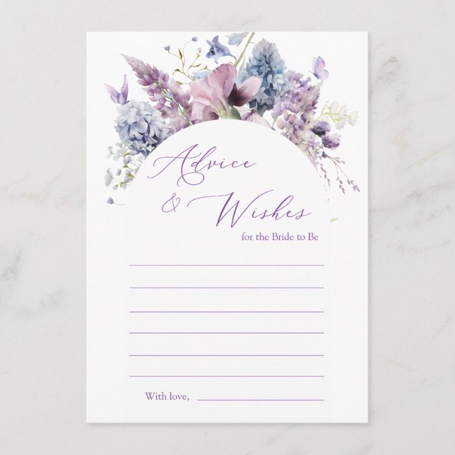Recepción Tarjeta de asesoramiento floral Purple + Lavender (Anverso)