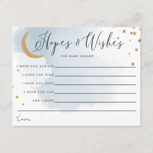 Recepción Tarjeta de aviso Baby Shower azul Gold Moon and St