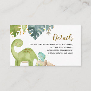 Recepción Tarjeta de Baby Shower de los detalles de los dino