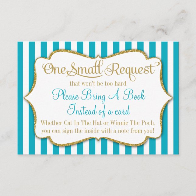 Recepción Tarjeta de Baby Shower de oro turquesa para llevar (Anverso)