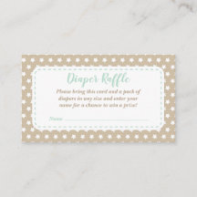 Tarjeta de Baby Shower Diaper Raffle | Mint y Tan