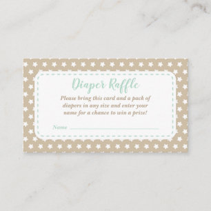 Recepción Tarjeta de Baby Shower Diaper Raffle Mint y Tan