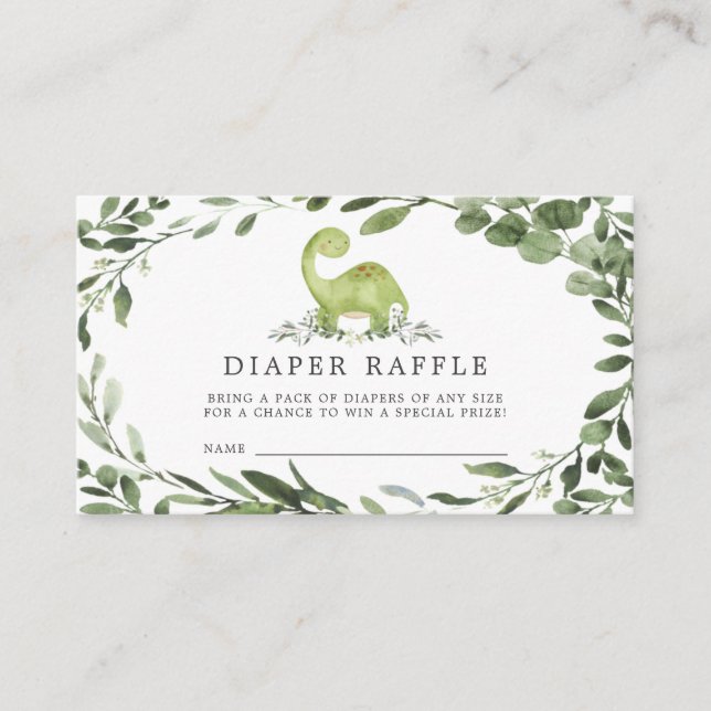 Recepción Tarjeta de Baby Shower Dinosaur Diaper Raffle (Anverso)