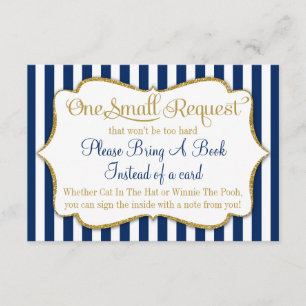 Recepción Tarjeta de Baby Shower Navy Blue Gold para llevar 