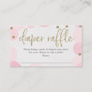 Recepción Tarjeta de Baby Shower Pink Polka Dot Diaper Raffl