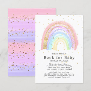 Recepción Tarjeta de bebé con el moderno libro de arcoiris r