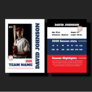 Recepción Tarjeta de béisbol personalizada azul Perfil del j