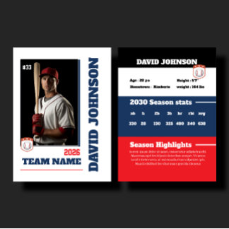 Recepción Tarjeta de béisbol personalizada azul Perfil del j