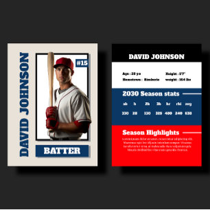 Recepción Tarjeta de béisbol personalizada azul Perfil del j