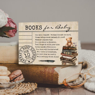 Recepción Tarjeta de biblioteca vintage - Libros florales pa