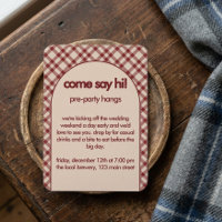 Tarjeta de bienvenida a fiesta de plaid rústico ro