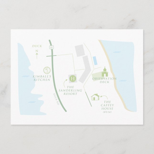 Recepción Tarjeta de bienvenida de mapa personalizado para l (Reverso)