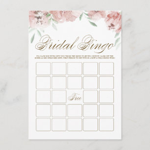 Recepción Tarjeta de bingo Mauve Rubor Pink Flowers Bridal S