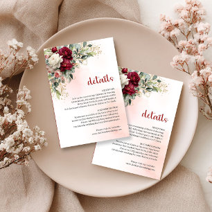 Recepción Tarjeta de boda clásica de flores de rubor de borg
