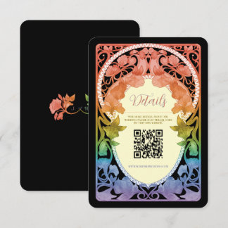 Recepción Tarjeta de boda con código QR Art Nouveau Rainbow
