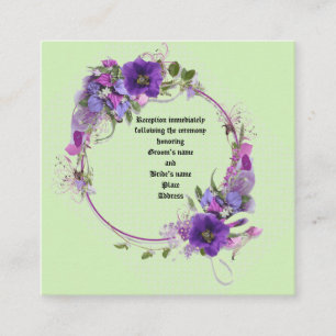 Recepción Tarjeta de Boda de anillo del Boda de flores púrpu