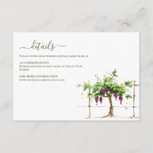 Recepción Tarjeta de Boda de bodega Paso Robles Vineyard