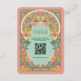 Recepción Tarjeta de Boda de código QR de estilo Art Nouveau