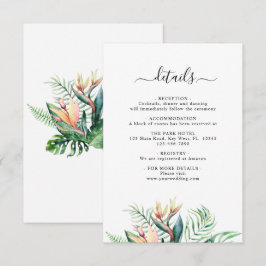 Recepción Tarjeta de Boda de detalles de flores tropicales