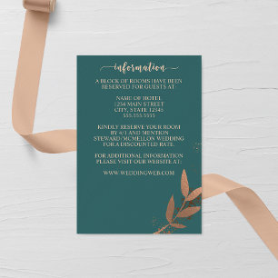 Recepción Tarjeta de Boda de hojas de verano y de bronce