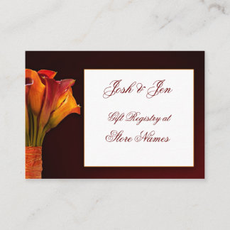 Recepción Tarjeta de boda del registro de regalos de Calla l