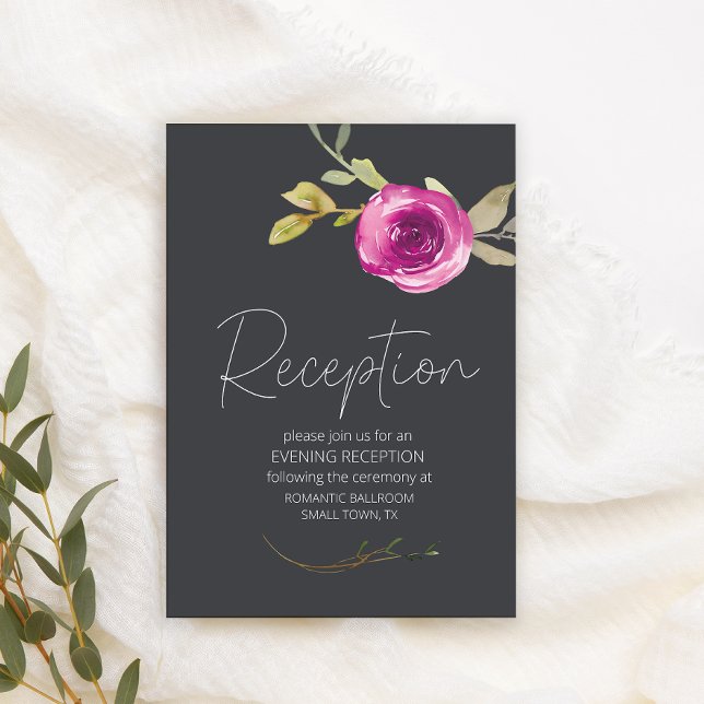 Recepción Tarjeta de Boda Dusty Púrpura Púrpura Floral (Subido por el creador)