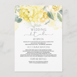 Recepción Tarjeta de Boda floral amarilla