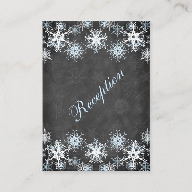 Recepción Tarjeta de Boda Guay Blue Snowy Chalkboard (Anverso)